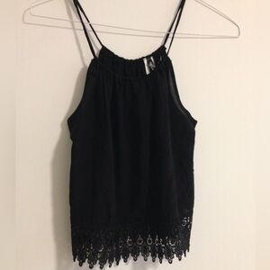 Chiffon Tank with Crochet Trim
